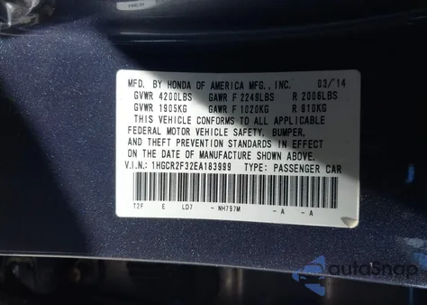 2014 Honda Accord Lx from USA, damaged, VIN 1HGCR2F32EA183999